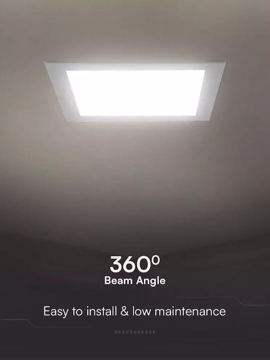 V-TAC Square Recessed LED Panel 24W with Warm White Light 3000K