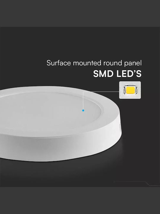 V-TAC Στρογγυλό LED Panel 18W με Φυσικό Λευκό Φως 4000K