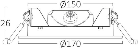 Braytron Στρογγυλό Χωνευτό LED Panel 12W με Ψυχρό Λευκό Φως 6400K 15.5εκ.