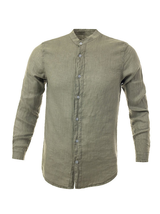Langärmlig Leinen Hemd Khaki