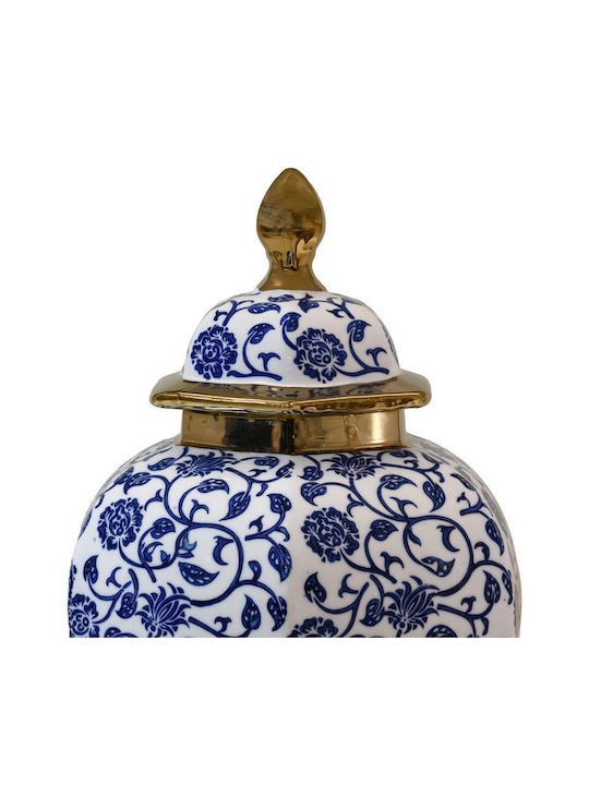 Ceramic Vase Fylliana Fl22424 Blue-White-Gold Color 26x39cm