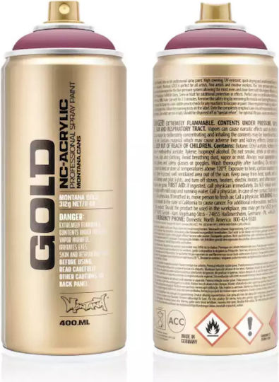 Montana Cans Spray Farbe Acryl mit Metallisch Effekt Gold Litschi 400ml
