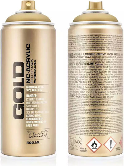 Montana Cans Spray Paint with Metallic Effect Gold M3010 Gold Matt 400ml