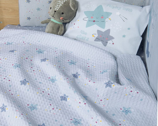 Nef-Nef Homeware Κουβέρτα Αγκαλιάς & Λίκνου Explore The Universe Πικέ Γαλάζια 80x110εκ.