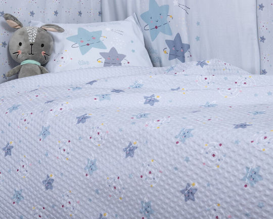 Nef-Nef Homeware Κουβέρτα Αγκαλιάς & Λίκνου Explore The Universe Πικέ Γαλάζια 80x110εκ.