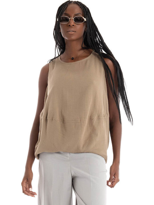 Γυναικεία Μπλούζα Βαμβακερή Black, Taupe
