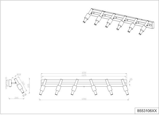 Trio Lighting Spot cu 6 Lumini în Culoare Argintiu