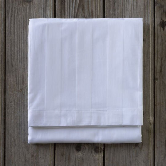 Hotel Sheet 280x280 4.5cm Striped 100% Cotton Satin 300tc Nima Hotelling White 280x280