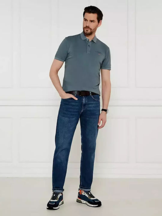 Elbas Polo Bluza Sport Tricou Cu Mânecă Scurtă Albastru Petrol