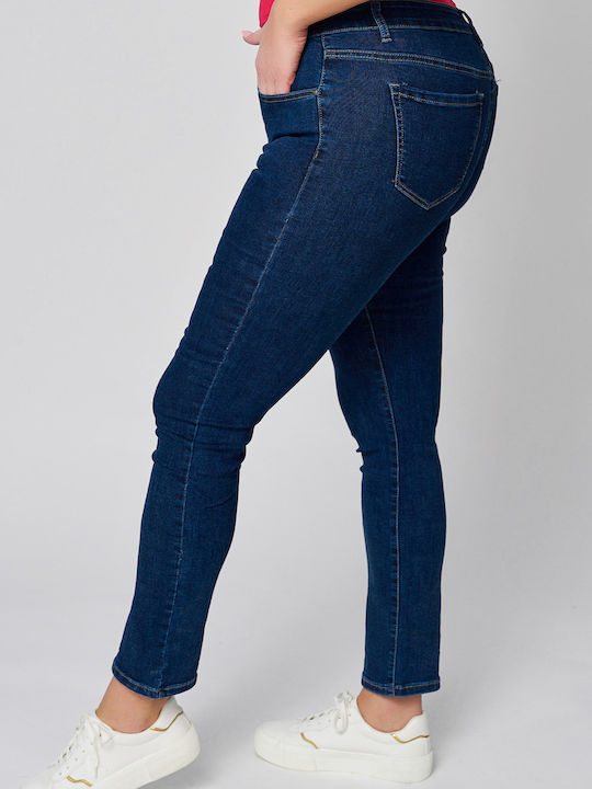 High Waist Women's Jean Trousers Push Up in Straight Line