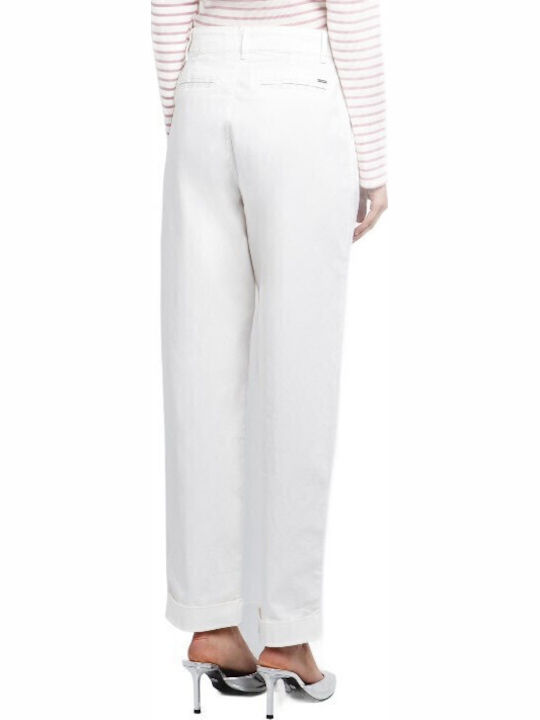 Women's High-waisted Chino Trousers Straight Line White