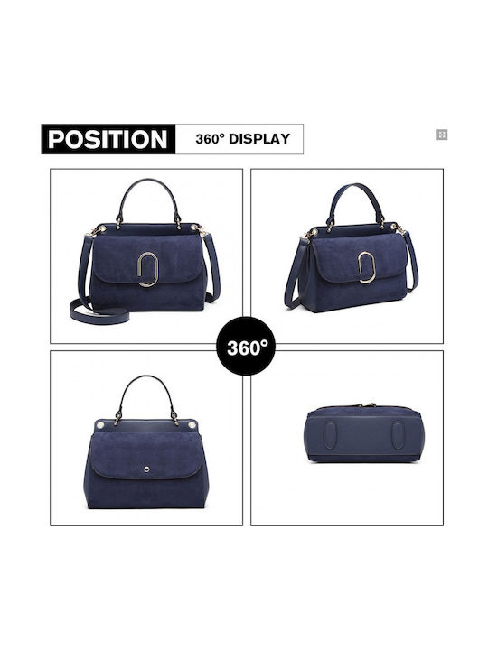 Leather Women's Bag Shoulder Navy Blue