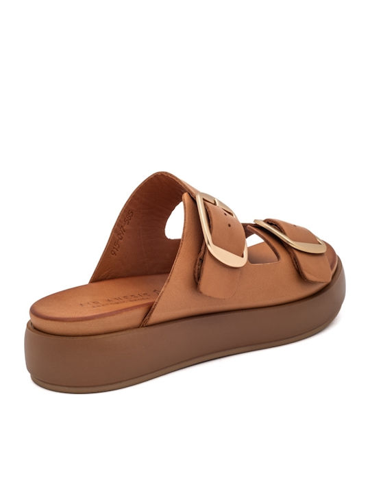 Leder Flache Sandalen für Damen Braun