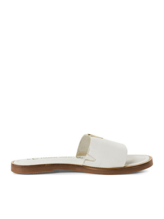 Leder Flache Sandalen für Damen in Weiß Farbe