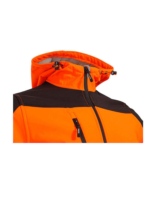 Stenso Nobel Pro Work Jacket Reflective Softshell with Fleece Lining and with Hood Orange