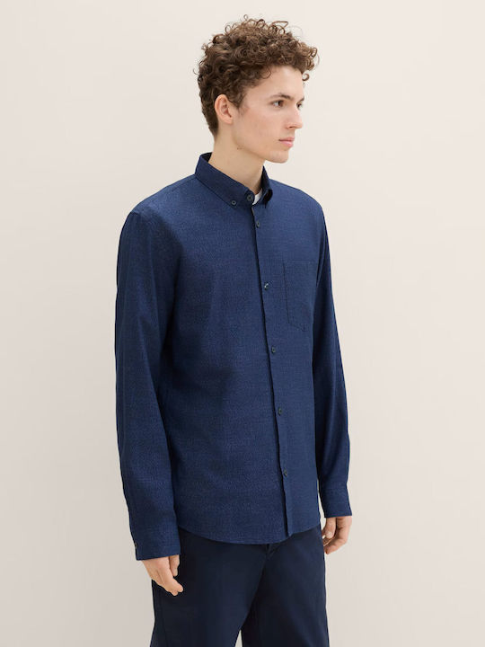 Long-sleeved Cotton Shirt Blue