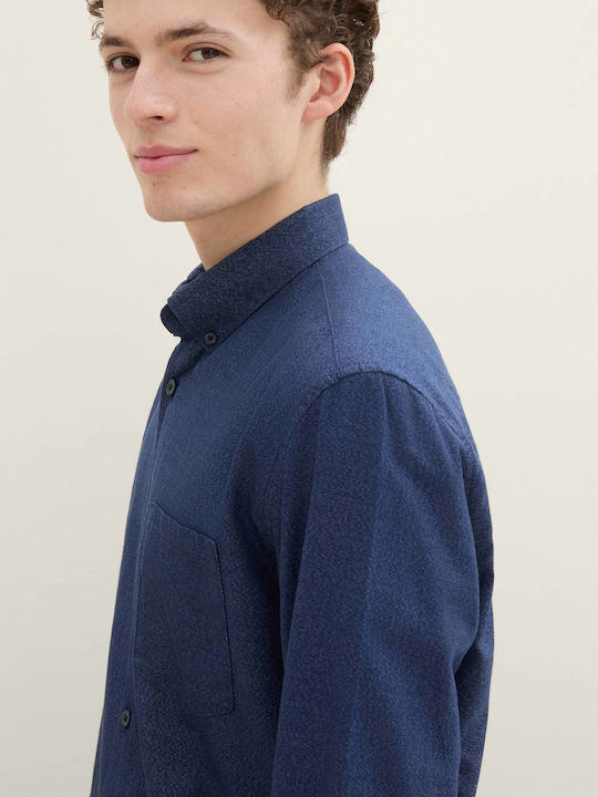Long-sleeved Cotton Shirt Blue