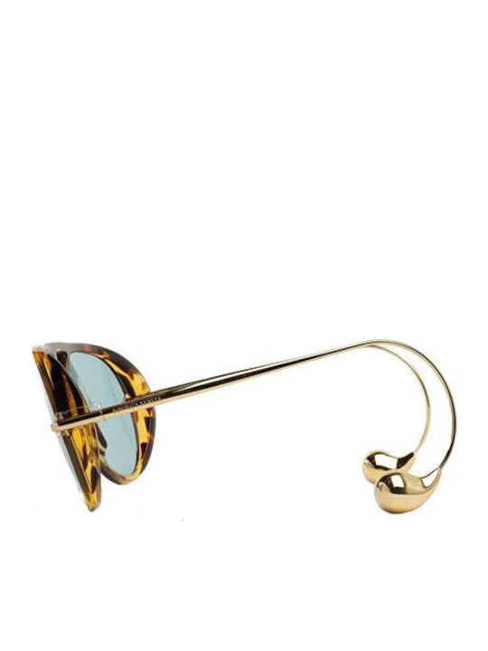 Bottega Veneta Unisex Sunglasses with Brown Tartaruga Frame and Light Blue Lens BV1273S 007