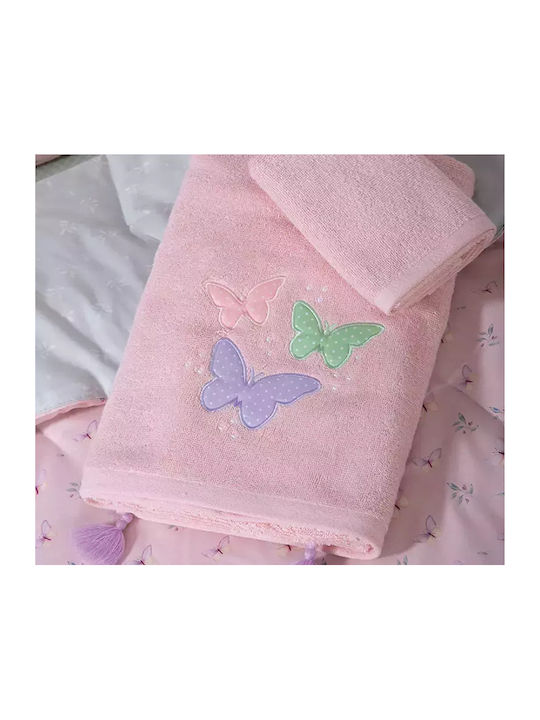 Nef-Nef Homeware Σετ Βρεφικές Πετσέτες 2τμχ Wings of Joy Ροζ Βάρους 420gr/m²