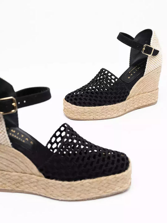 Women's Suede Platform Espadrilles Black