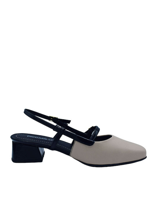 Anatomic Synthetic Leather Beige Low Heels with Strap
