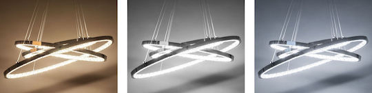 Toolight Κρεμαστό Φωτιστικό Ασημί με Κρύσταλλα 77x77x100εκ.