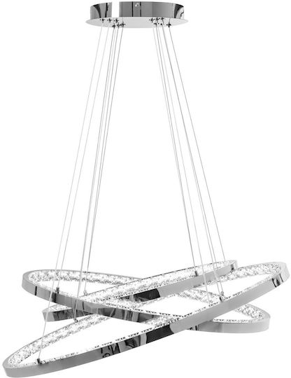 Toolight Κρεμαστό Φωτιστικό Ασημί με Κρύσταλλα 77x77x100εκ.