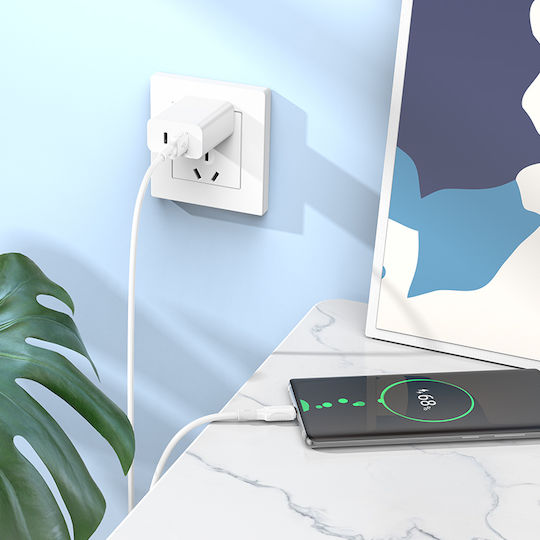 Borofone USB 2.0 Cable USB-C male - USB-A Λευκό 1m 2390