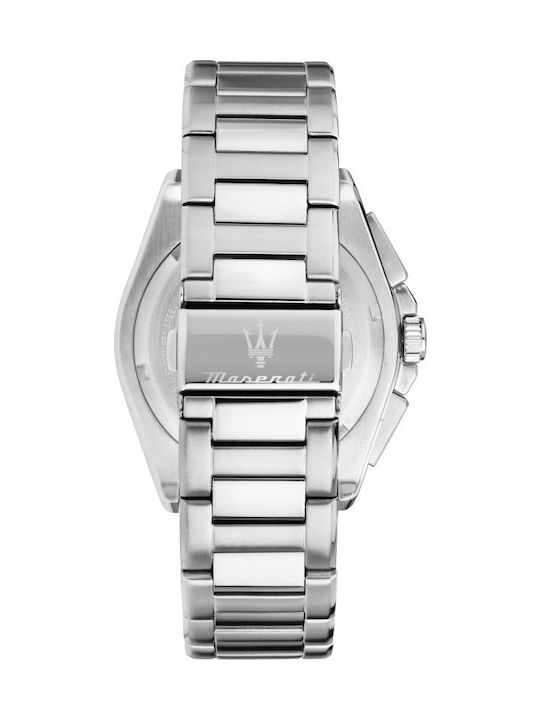 Maserati Ανδρικό Ρολόι 43mm Χρονογράφος Μπαταρίας με Λευκό Μεταλλικό Μπρασελέ
