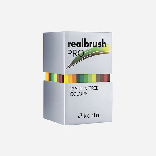 Комплект от 12 акварелни маркери Karin Realbrush Pro в цветове на слънчеви дървета