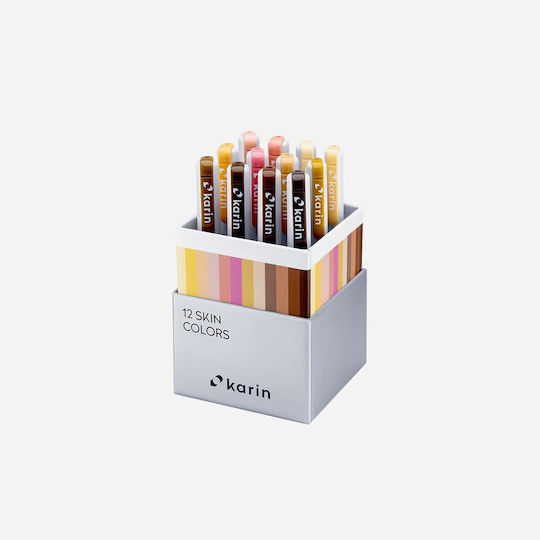 Set de 12 Markere cu Apă Karin Realbrush Pro Culori pentru Piele