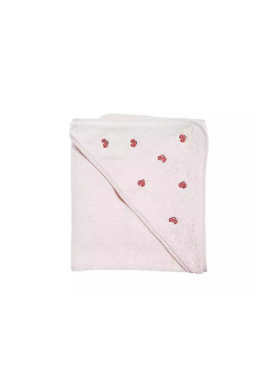 Nef-Nef Homeware Βρεφική Κάπα-Μπουρνούζι με Κουκούλα Lady Bug Ecru 75x75εκ.