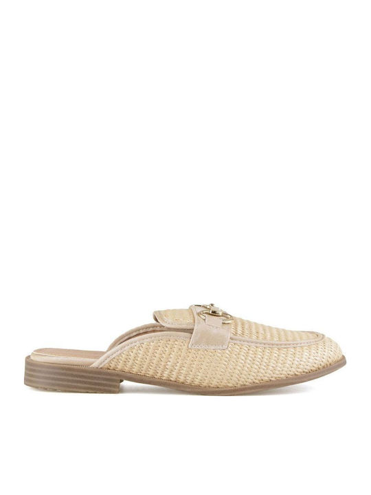Mules with Heel in Beige Color