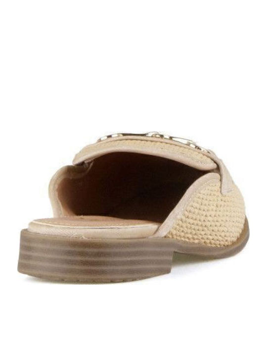 Mules with Heel in Beige Color