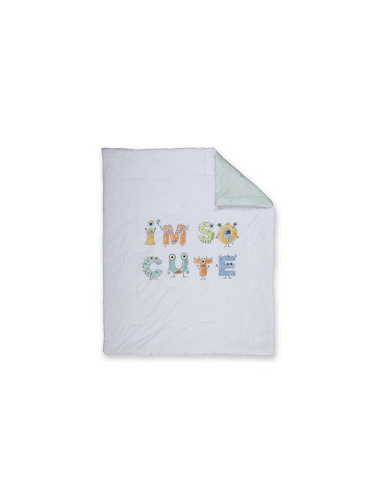 Nef-Nef Homeware ALPHABET MONSTER Baby Quilt Baumwolle Grün 110x140cm