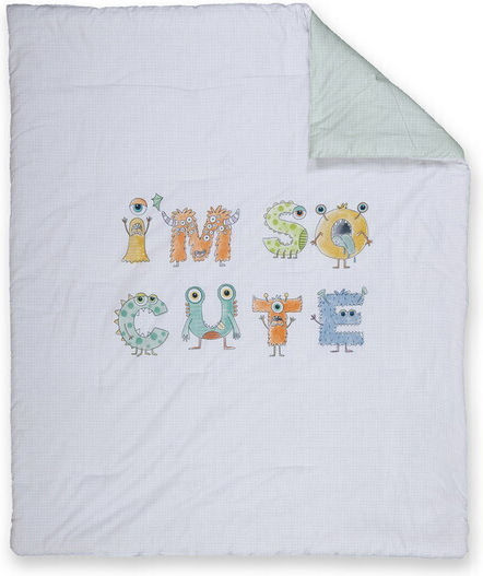 Nef-Nef Homeware ALPHABET MONSTER Baby Quilt Baumwolle Grün 110x140cm