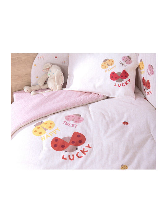 Nef-Nef Homeware Cotton Baby Quilt Lady Bug 110x140cm Ecru