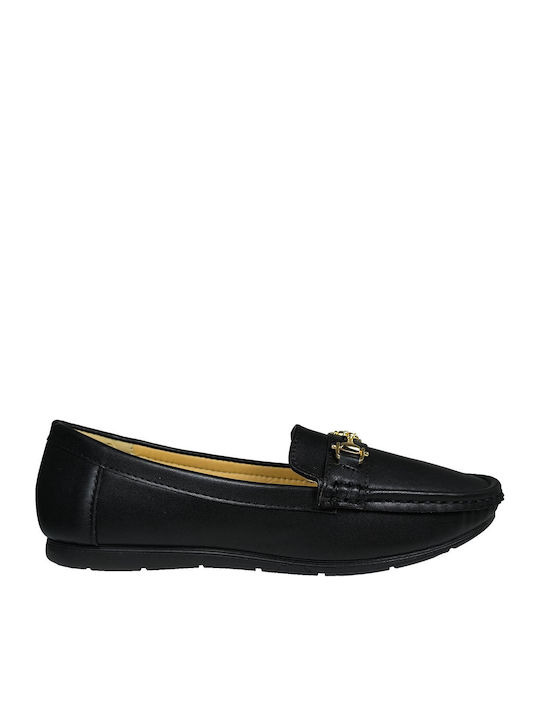 Leather Women's Moccasins in Black Color