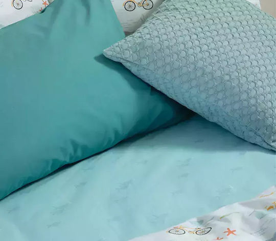 Nef-Nef Homeware Σετ Σεντόνια Μονά Βαμβακερά Pacific Πράσινο 170x260cm 3τμχ