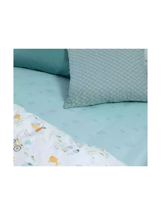 Nef-Nef Homeware Σετ Σεντόνια Μονά Βαμβακερά Pacific Πράσινο 170x260cm 3τμχ