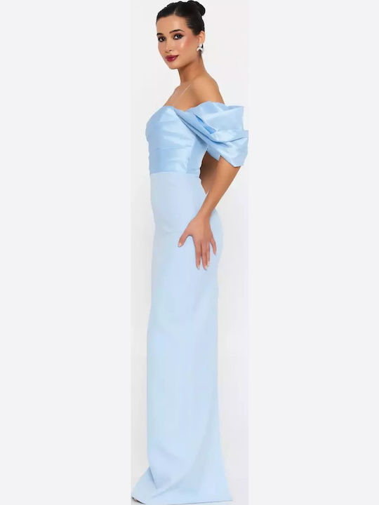 Maxi Dress for Wedding / Christening Strapless Off-Shoulder Light Blue