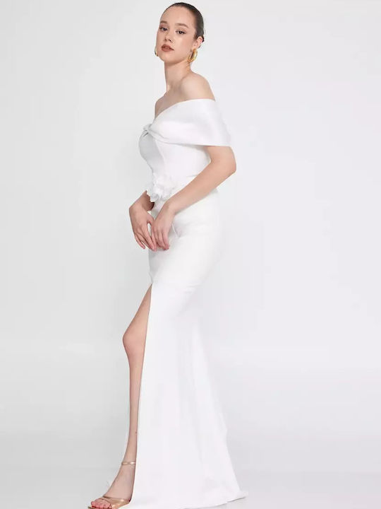 Maxi Kleid für Hochzeit / Taufe Offener Rücken Ecru