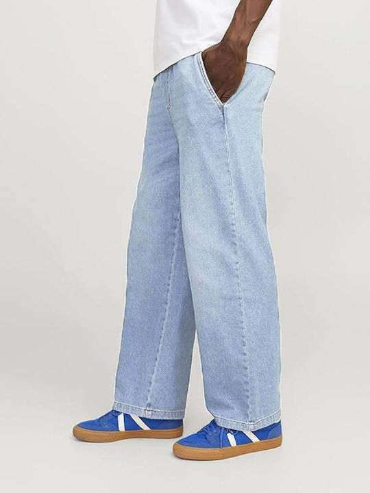 Men's Jeans Pants with Loose Fit Light Blue Denim