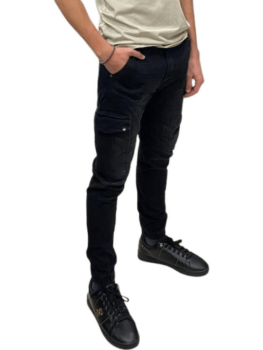 Men's Jeans Pants Cargo Elastic with Slim Fit Black
