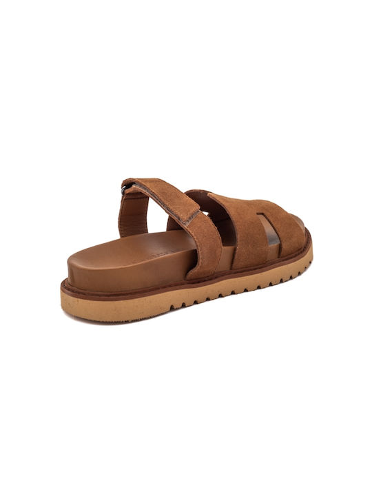 Leder Flache Sandalen für Damen Anatomisch Flatforms in Braun Farbe