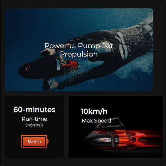 Sublue Vapor Seascooter Subacvatic cu Viteză Maximă 10km/h Autonomie a Bateriei 60min și Greutate 8.6kg