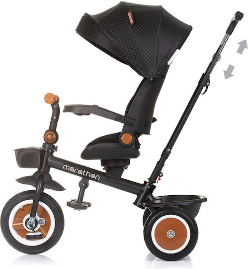 Chipolino Kids Tricycle Bicycle Marathon with Storage Space, Parental Handle & Tent for 1-3 Years Black