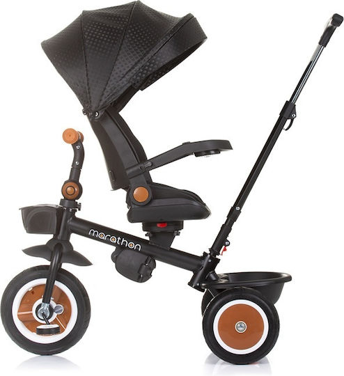 Chipolino Kids Tricycle Bicycle Marathon with Storage Space, Parental Handle & Tent for 1-3 Years Black