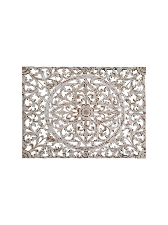 Artekko Mirroki Wooden Carved Wall Decorative Panel White Patina 100x100x4 Cm 730-3243