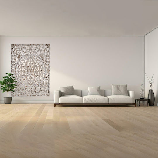 Artekko Mirroki Wooden Carved Wall Decorative Panel White Patina 100x100x4 Cm 730-3243